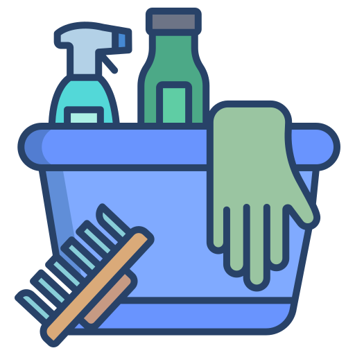 Ícone de um balde com produtos de limpeza